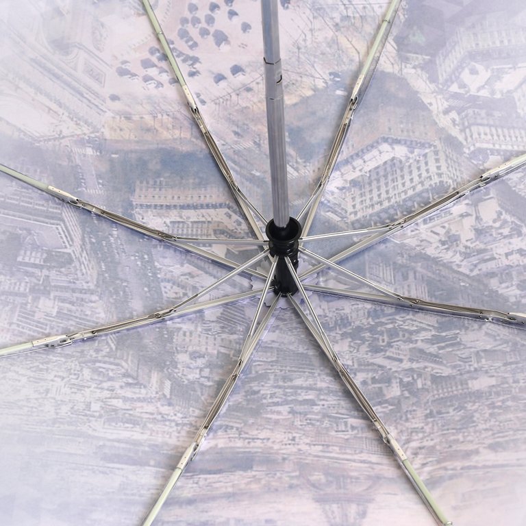 Зонт женский автомат Fabretti, облегченный, 3 сложения, сатин, голубой