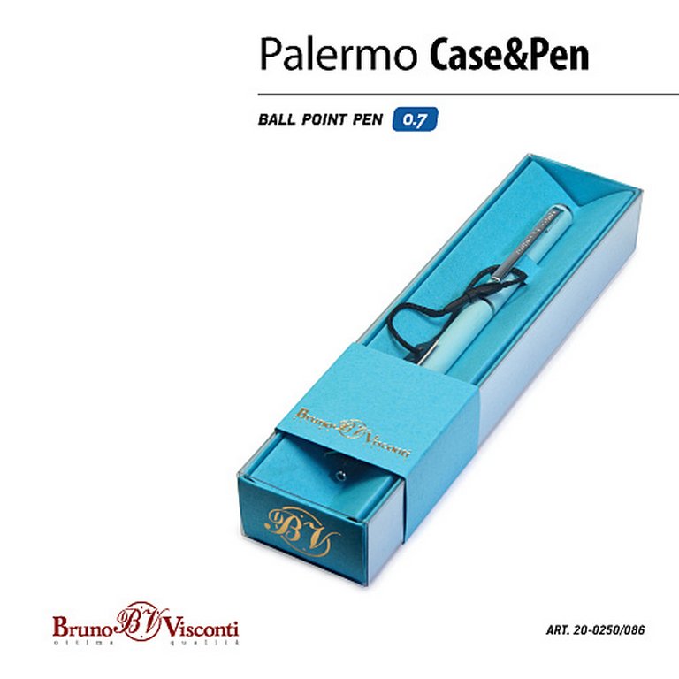 Ручка шариковая Bruno Visconti "Palermo"  в футляре (картон), голубой корпус