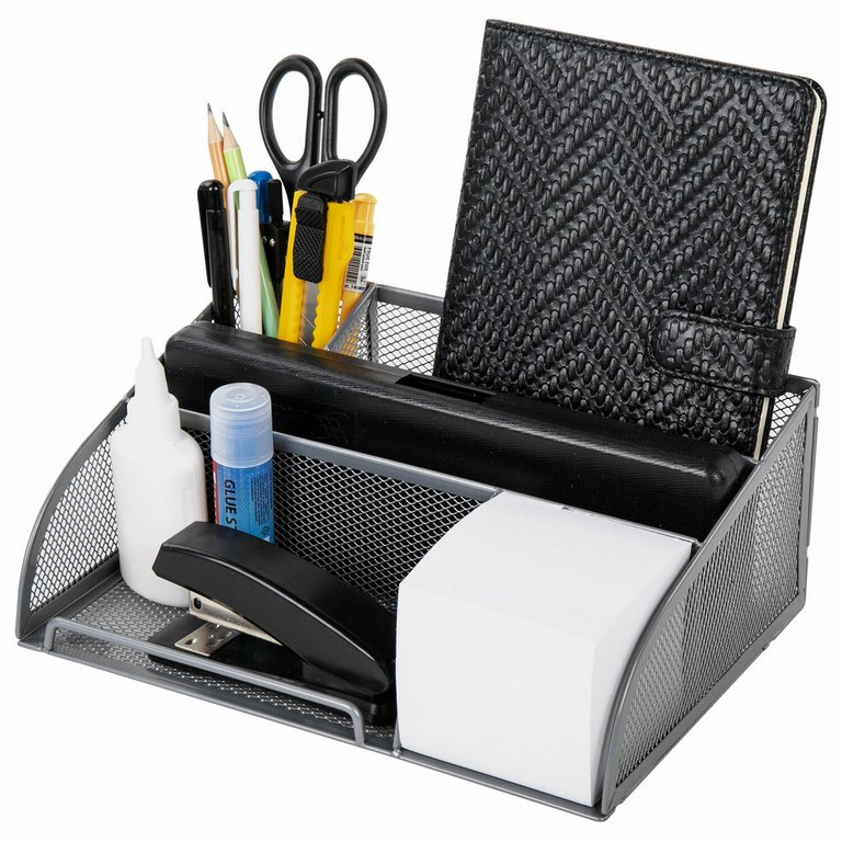 Подставка наст д/канц. принадлеж. металл, Brauberg "Germanium", 5 отд., серебро