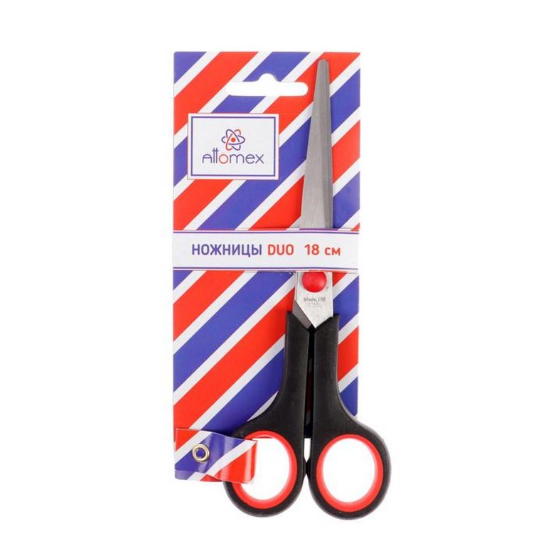 Ножницы 170 мм пластмас. эргоном. рукоятка с резиновыми вставками Attomex "Duo"