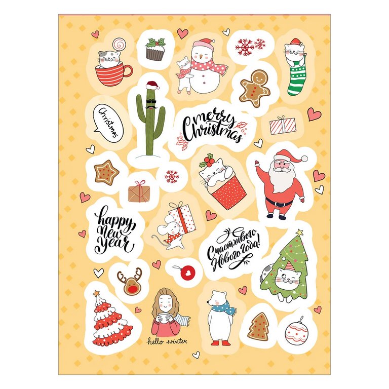 Набор наклеек 100 шт "Зимние" Росмэн