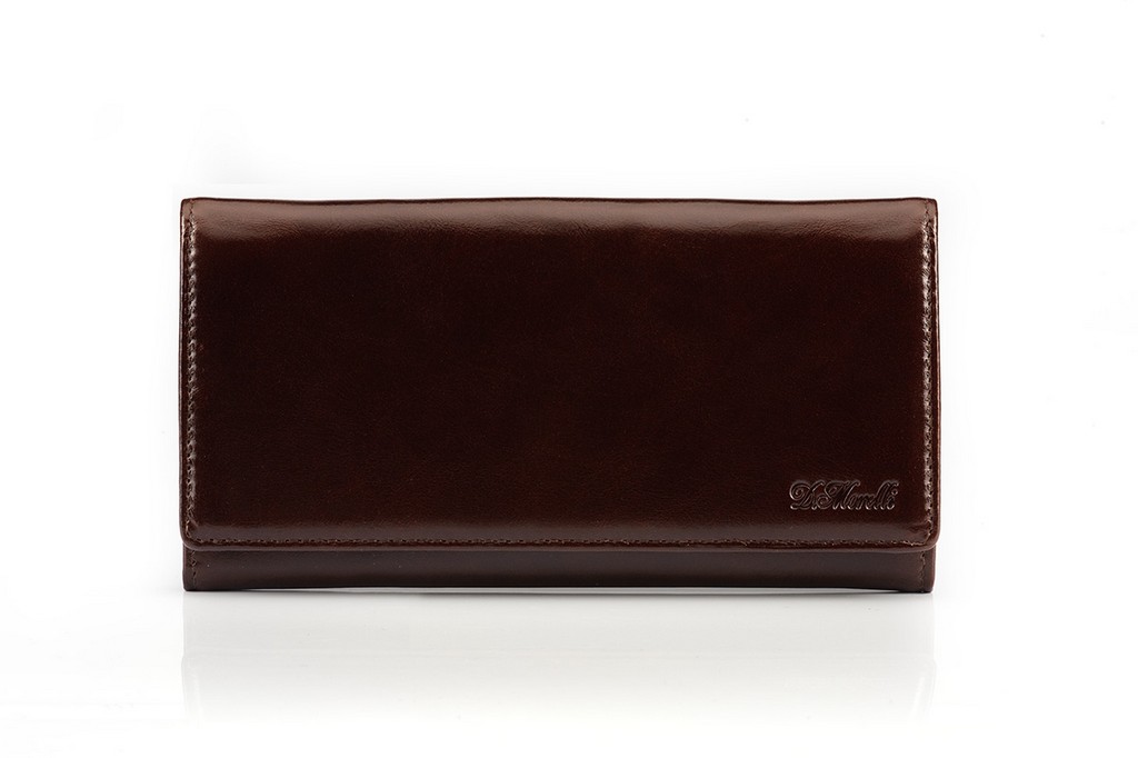 Портмоне D.Morelli женское "Brown gl" с отделениями для карт, нат.кожа