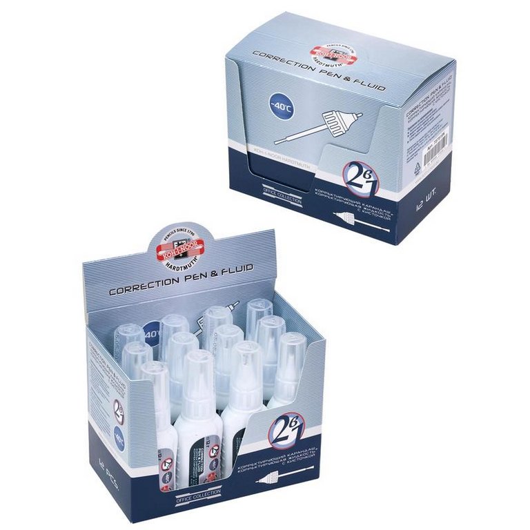 Коррект. жидкость  2 в 1 ( кисточка + ручка) KOH-I-NOOR 12 мл