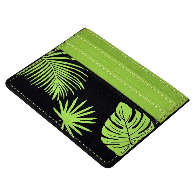 Карман для кредитных, дисконтных карт, пропусков, салатовый/чёрный 6 отделений кожзам