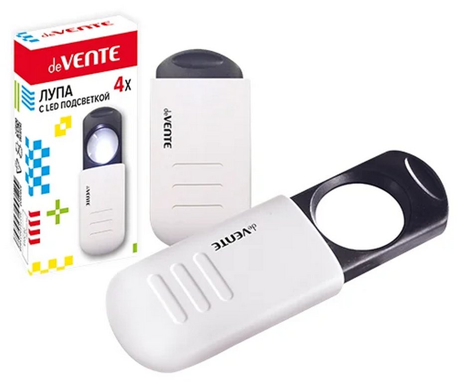 Лупа 98 мм слайдер с подсветкой, 4-кратн. увеличение  deVENTE