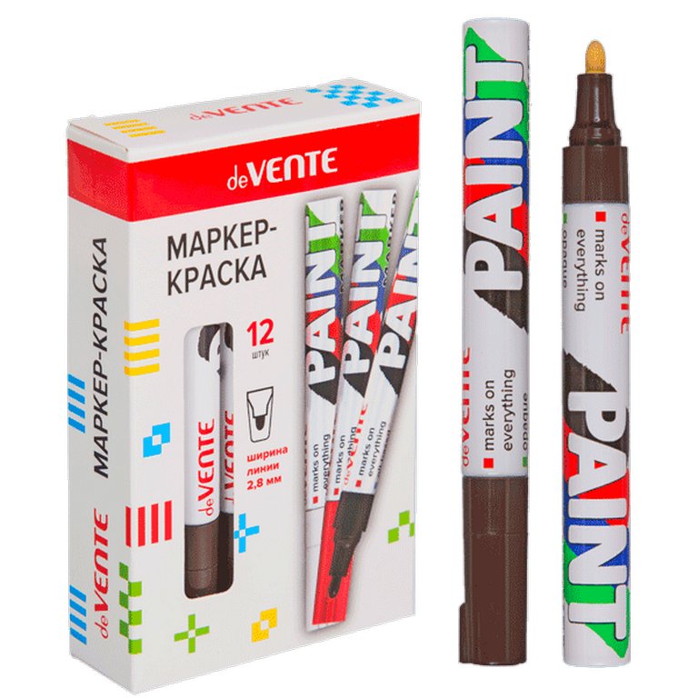 Маркер-краска лаковый  2,8мм "deVENTE" коричневый (нитро-основа, мет.корпус)
