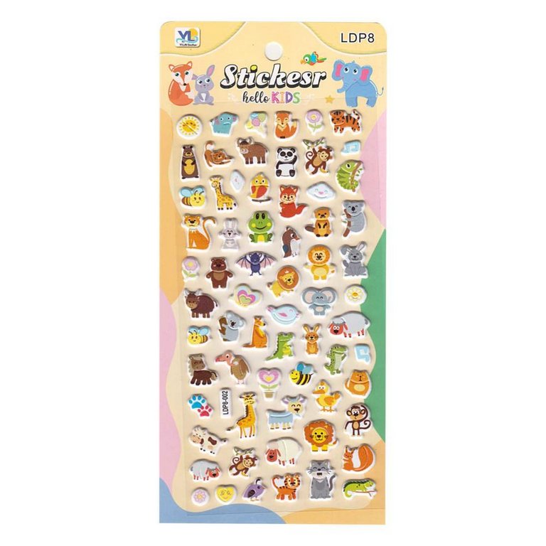 Наклейки 10 х 22см  "Зверюшки 2" зефирные