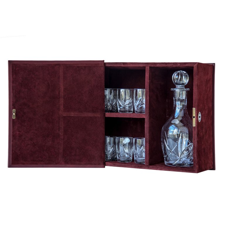 Бар-книга "Макей" Истина в вине, деревянный (натуральная кожа) + (1 графин+6 рюмок)