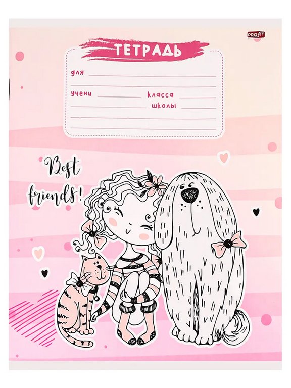 Тетрадь 18 лист кл. А5 "НЕЖНАЯ ДРУЖБА" мелов. обл. Profit