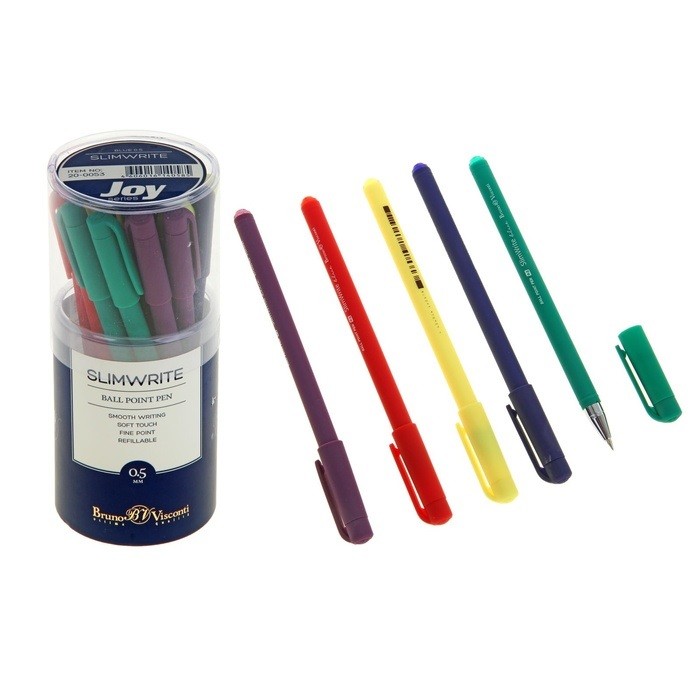 Ручка шариковая BV Slim Write "Joy" прорезин 0,5мм синяя (стерж.134мм, линия 0,3мм)