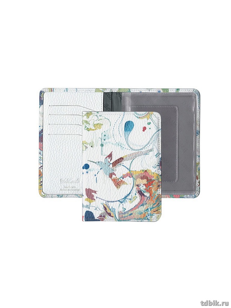 Бумажник водителя D.Morelli "Эльза" нат. кожа, принт колибри
