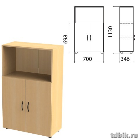 Шкаф для бумаг "Канц" полузакрытый, 2 двери (700*330*1130мм) цвет орех