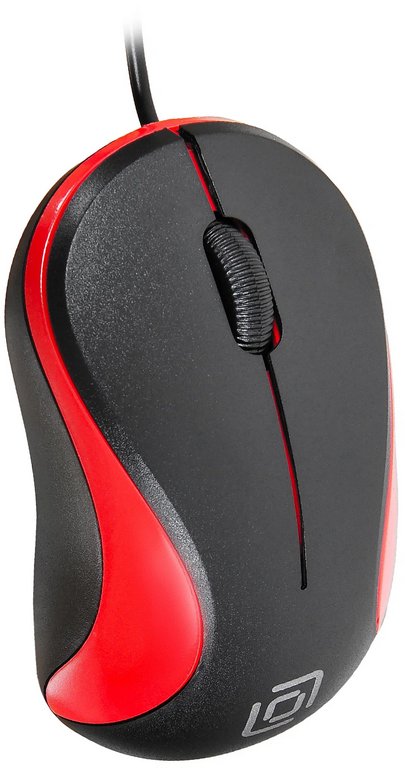 Мышь оптическая проводная OKLICK 115S 1200dpi USB цв. черный/красный