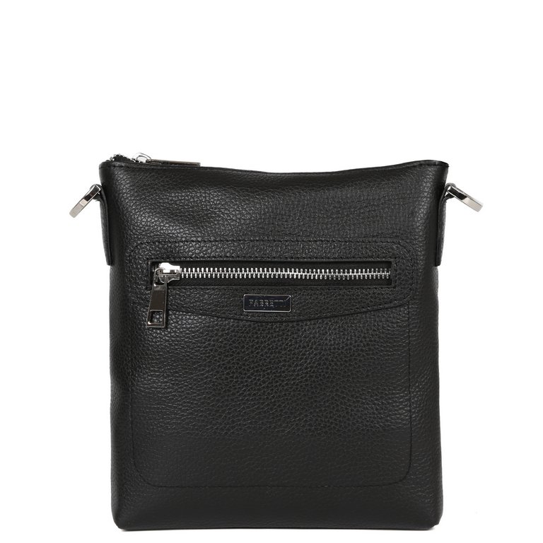 Сумка мужская FABRETTI 19*21*3,5, нат. кожа, черный