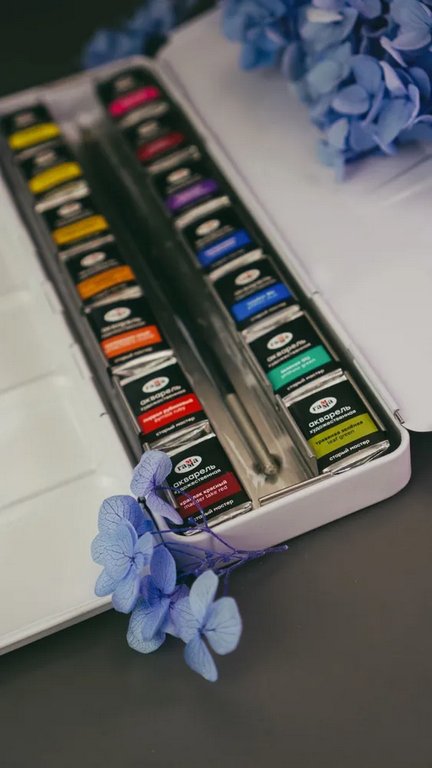 Краски акварельные художественные 14 цв. ГАММА "Ботаническая иллюстрация" в кюветах по 2,6 мл