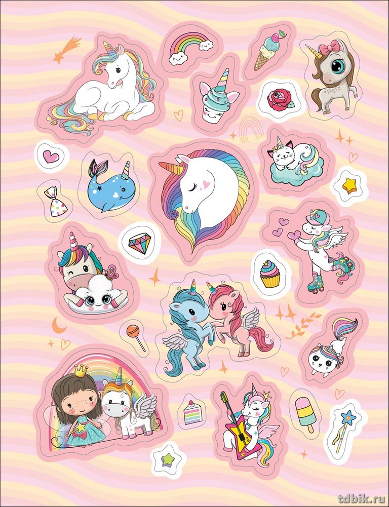 Набор наклеек 100 шт "Единороги" Росмэн
