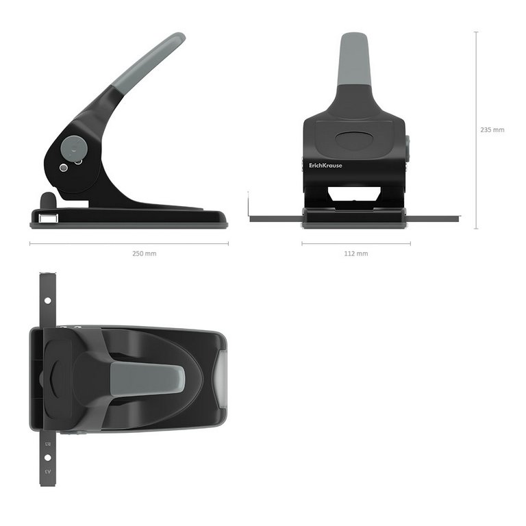 Дырокол мощный до 70л метал. ErichKrause с линейкой черный