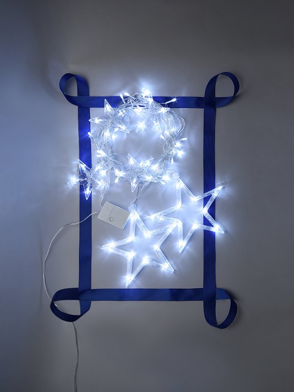 Гирлянда комнатная Бахрома "Звездное небо" 2,5м*1м, 92 холодных ламп, прозрачная нить, 220 В