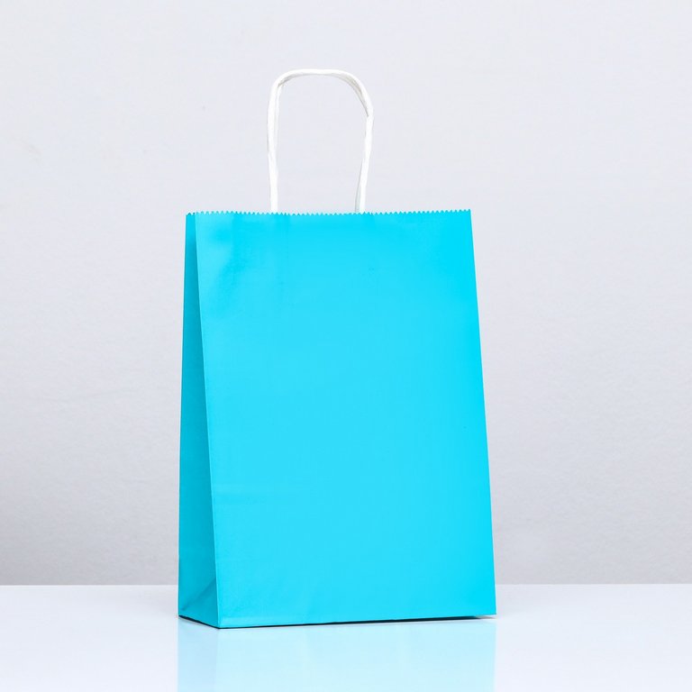 Пакет бумажный 18*25см крафт "Радуга" голубой