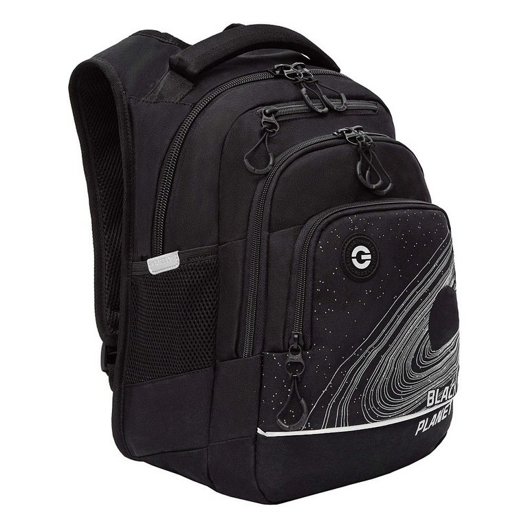 Рюкзак школьный для мальчика Grizzly 25*40*22 см, черный/фосфорный