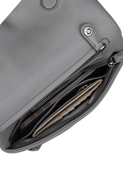 Сумка женская Dr.Koffer 23х15х3см см, нат.кожа серая