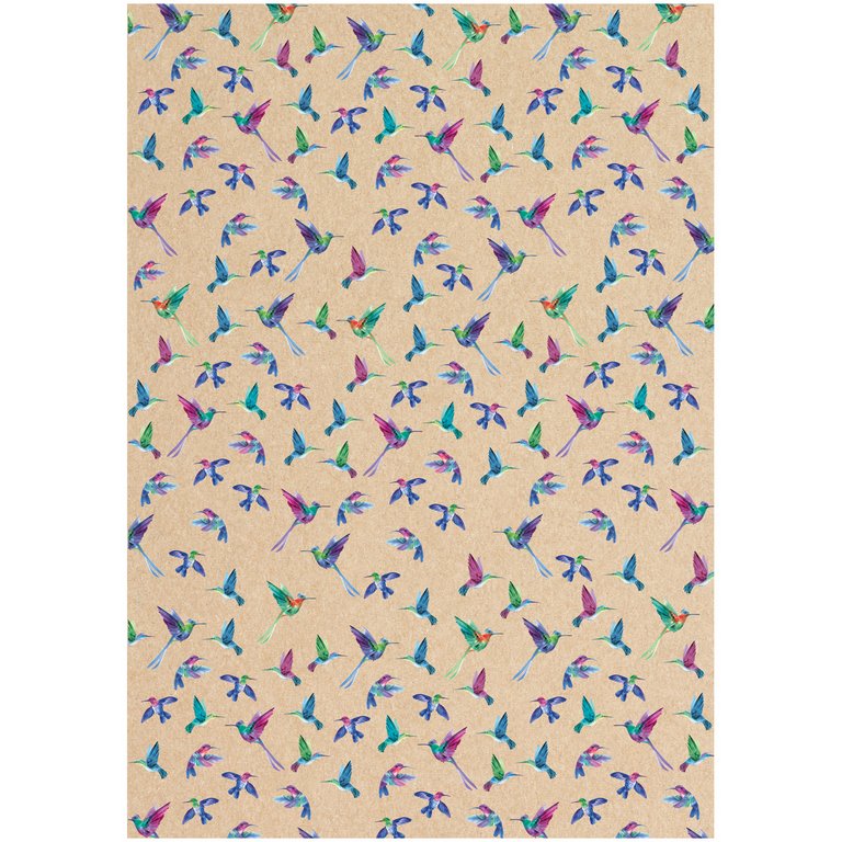 Бумага упаковочная 70*100см крафт в рулоне (ассорти) "Крылатые созданья"