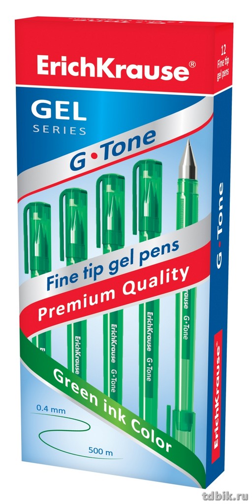 Ручка гелевая ErichKrause G-Tone трехгран. 0,5мм зеленая (стерж.129мм, линия 0,4мм)