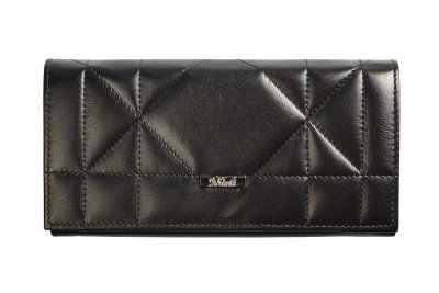 Портмоне D.Morelli женское "Шарм" большое, нат.кожа, черное