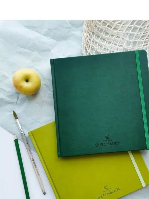 Скетчбук 190*190 мм, 32л. твердая обложка, иск. кожа , бумага д/акварели 200 г/кв.м., "FINE LINE"