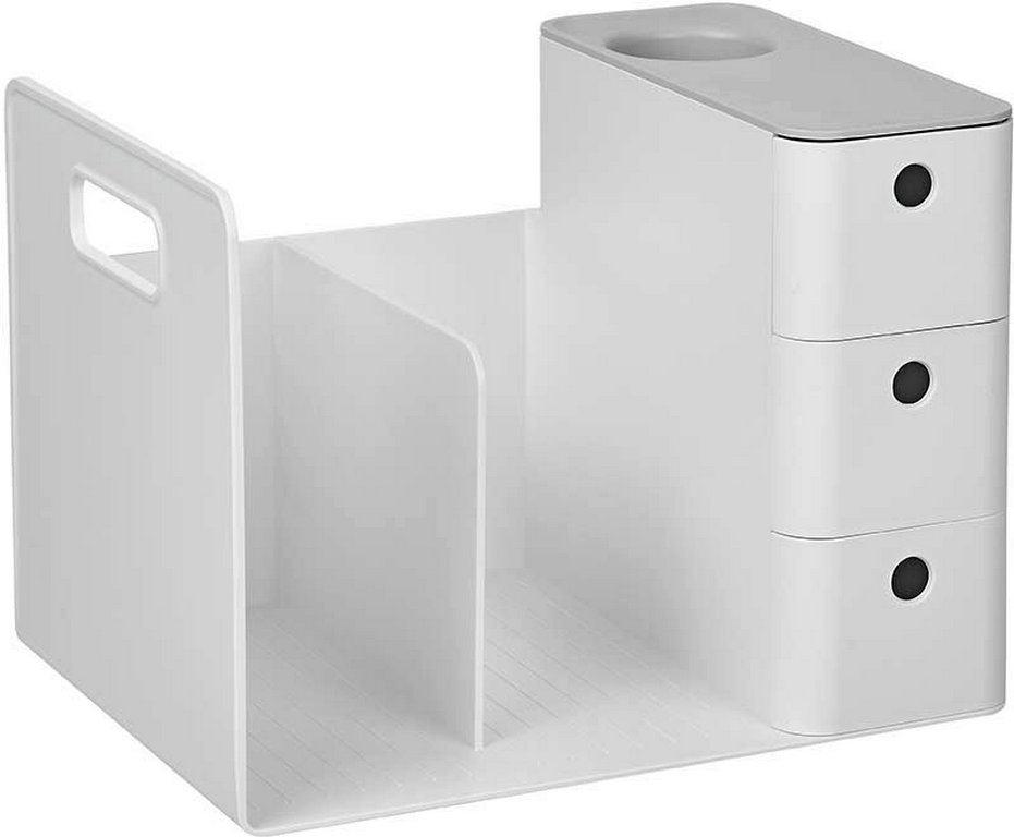 Лоток вертикальный 2-х секцион. с выдвижн. ящиками серый, Sysmax