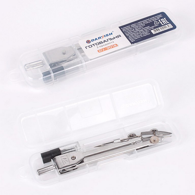 Набор чертежный  2 предмета Darvish (циркуль с рейсфедером+грифели)