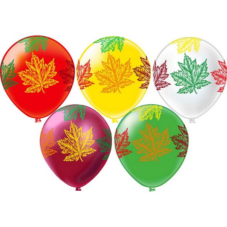 Шар воздушный 12 дюймов (30см) с рисунком "Листья" (ассорти)