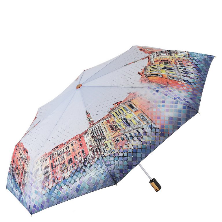 Зонт женский суперавтомат Fabretti, облегченный, 3 сложения, эпонж