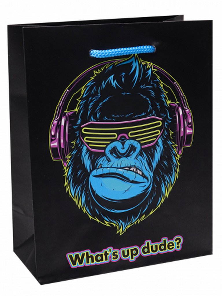 Пакет бумажный 18*23см матовый "Модная обезьяна"