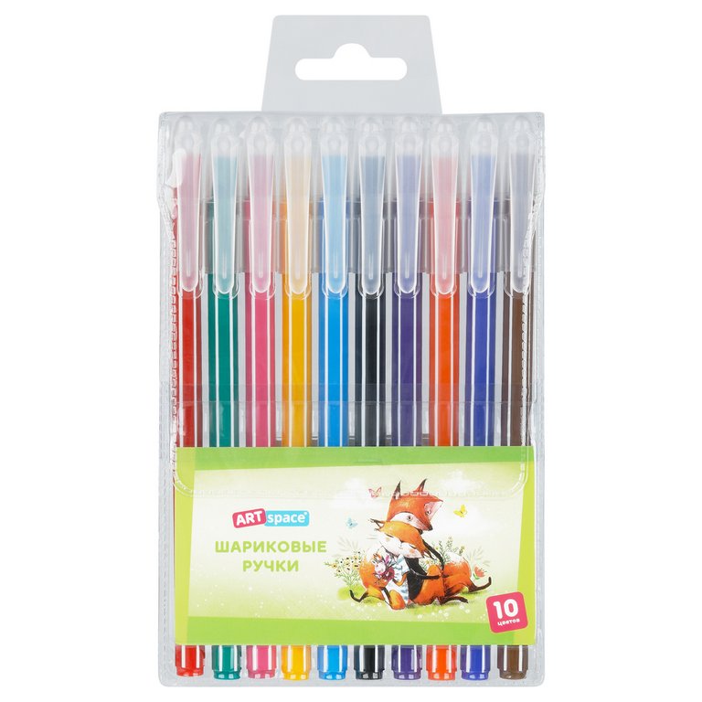 Набор шариковых ручек 10 шт. ArtSpace "Рисунки. Lovely animals" 1,0мм, линия 0,7мм