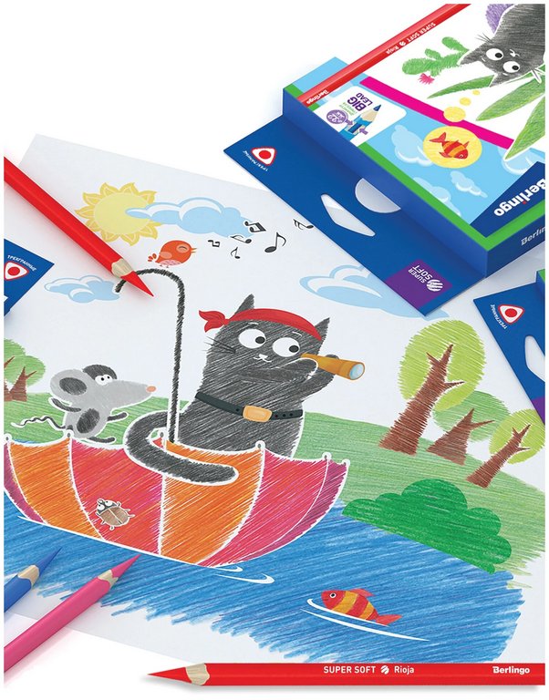 Набор карандашей  24 цв. трехгранные Berlingo "SuperSoft. Жил-был кот"