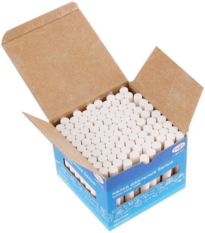 Мел школьный белый 100шт. Гамма, мягкий, круглый