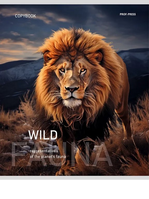 Тетрадь 48 лист лин. А5 на скрепке Prof-Press "ЖИВОТНЫЕ В СВОЕЙ СРЕДЕ" цвет. мелов. обл., твин-лак