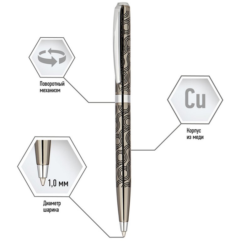 Ручка шариковая Delucci "Motivo" метал. корпус, синяя 1,0мм (стерж.98мм тип Parker)