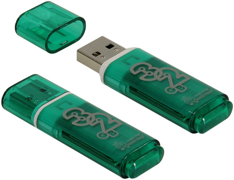 Флеш-диск 32Gb Smart Buy "Glossy" USB 2.0 Flash Drive, зеленый