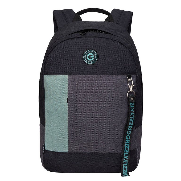 Рюкзак молодежный женский Grizzly 24*37,5*15 см черный/мятный