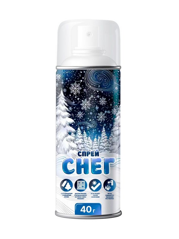 Снег синтетический в спрее 40гр, цвет белый