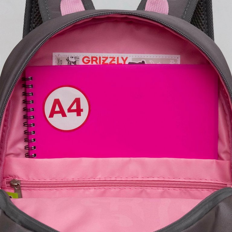 Рюкзак школьный для девочки Grizzly 28*38*18 см, серый
