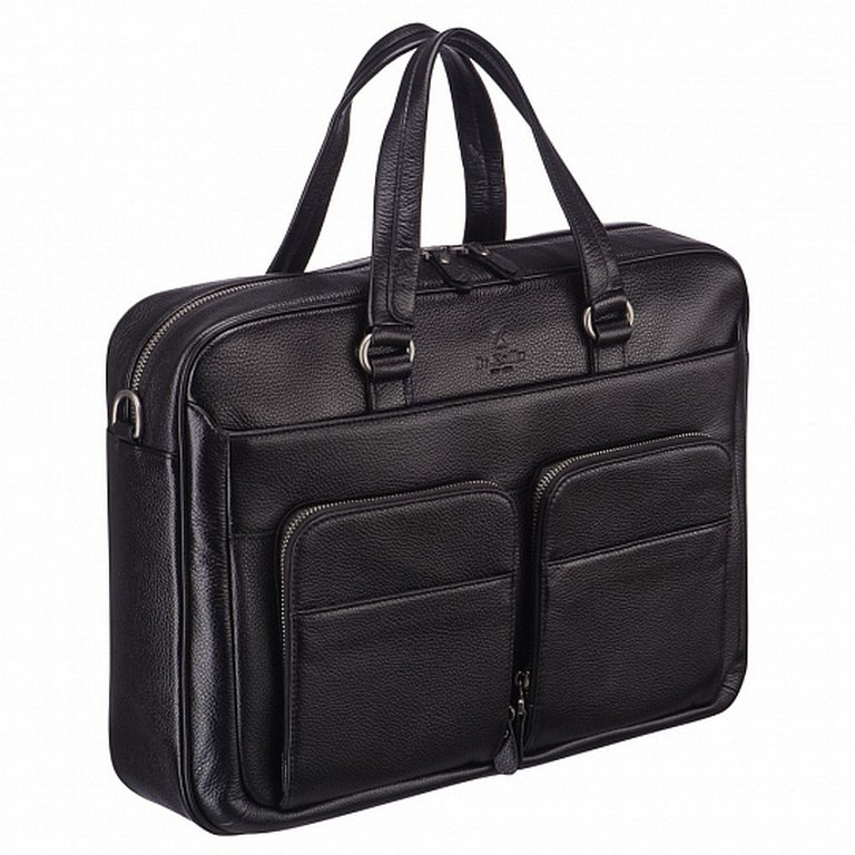 Сумка мужская Dr.Koffer 38*28*9 см, нат. кожа, на плечевом ремне, черная