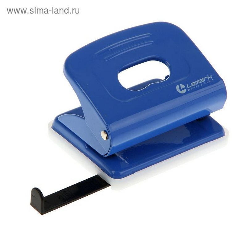 Дырокол до 20л метал. Lаmark "Mettallic", с линейкой синий