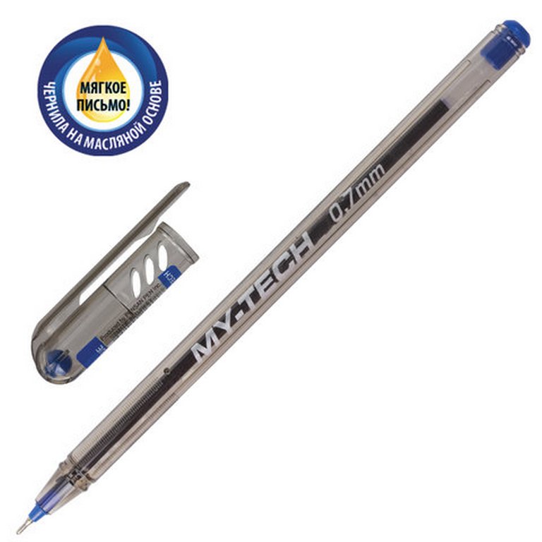 Ручка шариковая масляная PENSAN "My-Tech" 0,7мм синяя (стерж.140мм, линия 0,35мм) игольч.