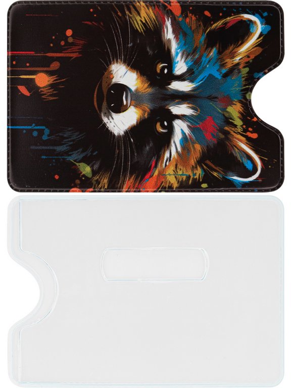 Обложка для проездного билета "Енот" из ПВХ 7*9,5 см