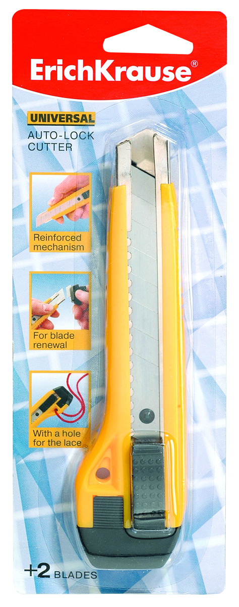 Нож канцеляр. шир. 1,8 см, метал. направ. 2 запас. лезвия Erich Krause Universal auto-lock