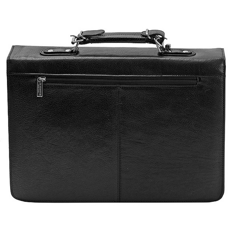 Портфель Dr.Koffer 40*29*12см, нат. кожа, со съемным плечевым ремнем, черный