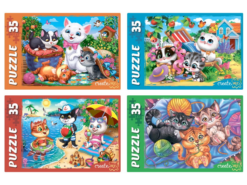 Пазлы   35 дет. "Забавные Котики" Рыжий КОТ